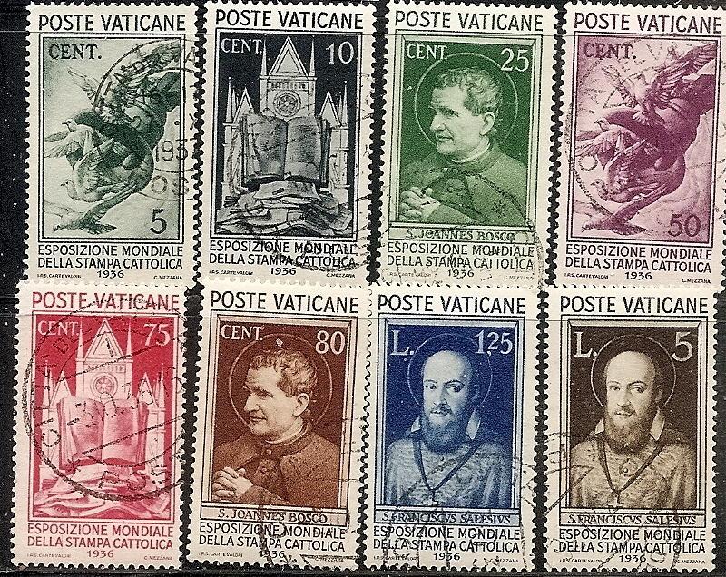 Vatican City  47-54 Used 1936 Portraits CV $93.00