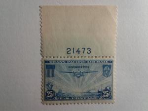 SCOTT # C21 GEM WITH PLATE # AIR MAIL MINT NEVER HINGED GREAT CENTERING !!