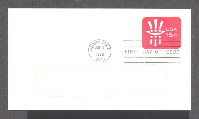 US - U581-Unaddressed FDC Entire - 15c Uncle Sam -Window Env