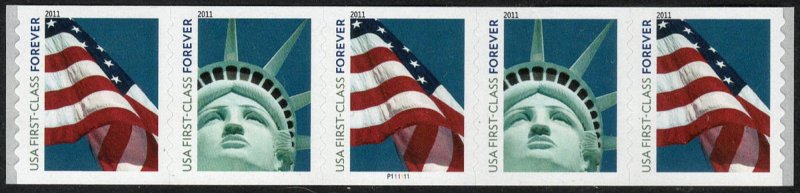 USA PNC5 Sc. 4487a 44¢ Liberty/Flag die cut 9½ 2011 MNH P111111