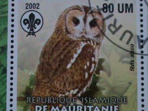 ​MAURITANIA-2003 BEAUTIFUL LOVELY OWLS WITH SCOUT LOCO-SHEET VF-FANCY CANCEL