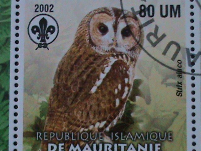 ​MAURITANIA-2003 BEAUTIFUL LOVELY OWLS WITH SCOUT LOCO-SHEET VF-FANCY CANCEL