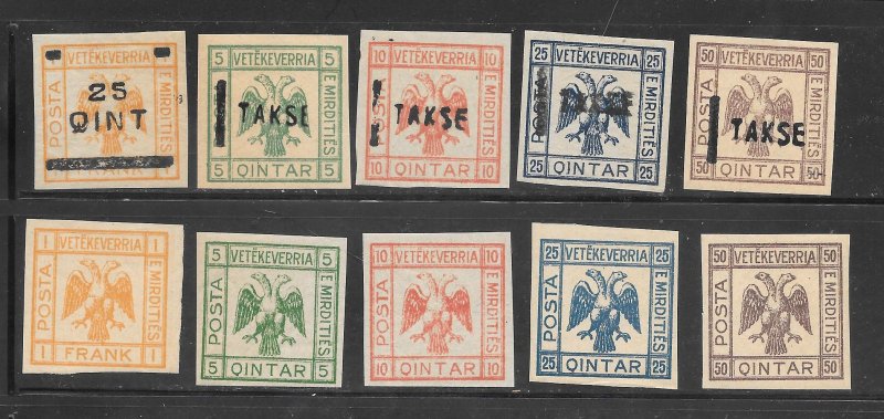 Albania #1921 MH Single Mirdite Republic 5 w/ Takse overprint stamps Set of 10