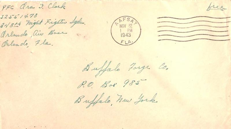 United States Florida AAFSAT 1943 machine  1943-1943  Inscribed 348th Night F...