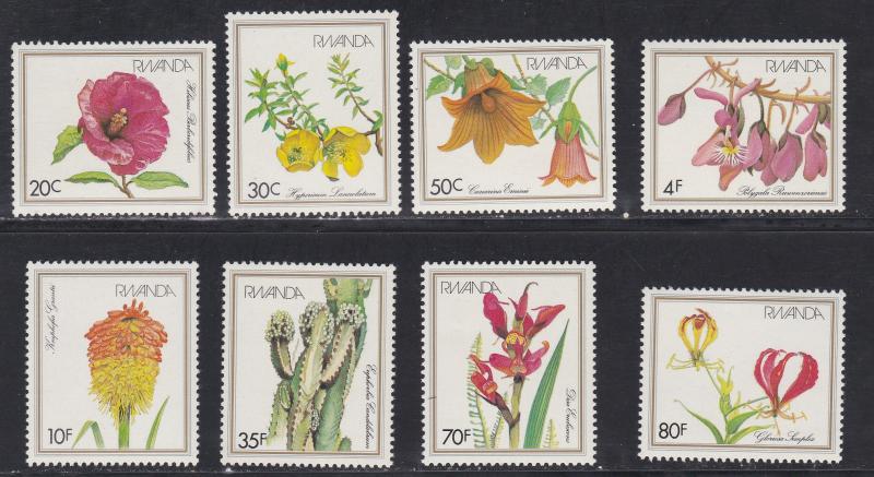 Rwanda # 1083-1090, Flowers, Mint NH, 1/2 Cat.