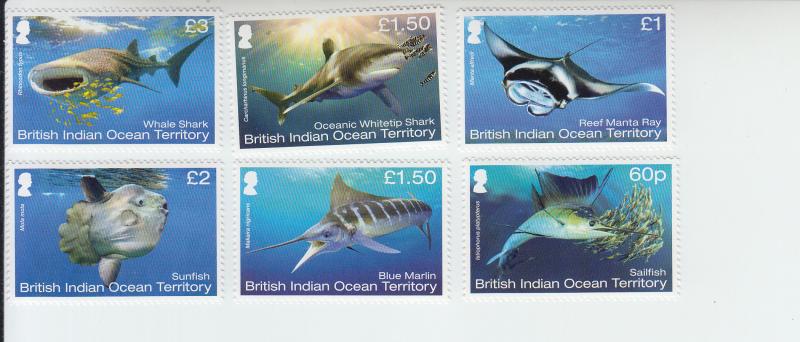 2017 BIOT - British Indian Ocean Territory Mega Fauna (6) (Scott 474-79) MNH