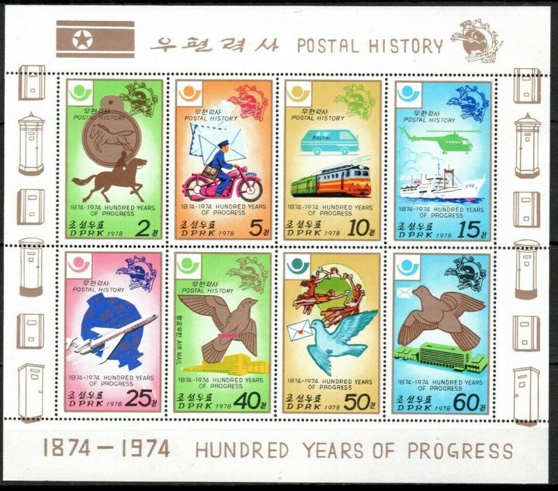 1978 Korea North  1693-1700KL 100 years UPU - Transport 13,00 €