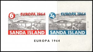 1964 Cinderella Sanda Island Scotland Europa Souvenir Sheet (White Paper) MNH