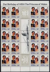 Tristan da Cunha 310-3 Gutter strips of 20 MNH Princess Diana 21st Birthday