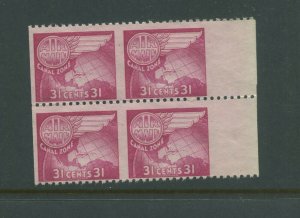 Canal Zone C25a Airmail Imperf Vertical Mint Margin Block of 4 Stamps NH PF Cert