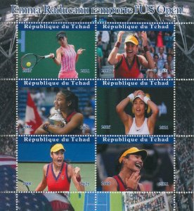 Chad 2021 CTO Tennis Stamps Emma Raducanu US Open Winner Sports 6v M/S 