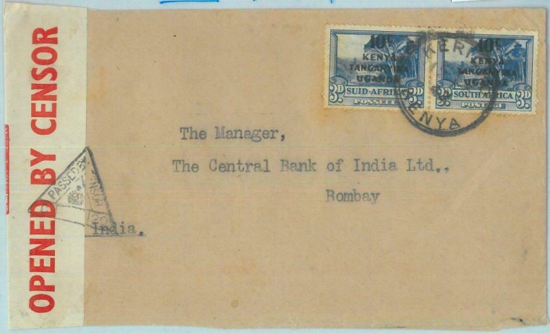 89180  - KENYA TANGANIKA UGANDA  - POSTAL HISTORY - Censored COVER to INDIA 1942