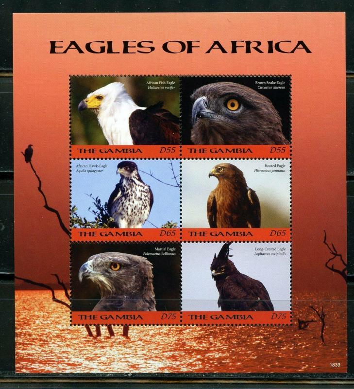 GAMBIA 2019 EAGLES OF AFRICA  SHEET OF SIX  MINT NEVER HINGED