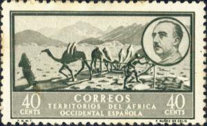 SPANISH WEST AFRICA - 1950 Mi.9 40c olive-green - MH*