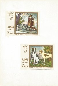 Ajman Imperfs dog stamps with presentation folder