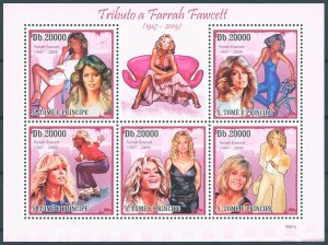 Sao Tome & Principe 2009 MNH Celebrities Stamps Farrah Fawcett Actresses 5v M/S 