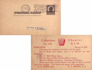 United States Michigan Grand Rapids 1909 machine  Postal Card  Reverse Red Il...