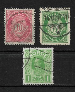 Norway 1877-1907 Lot of 3 stamps, VF Used (SL-1)