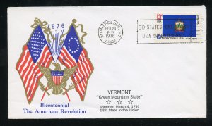 US 1646 American Bicentennial -  Vermont UA Al Tag Boerger cachet FDC 