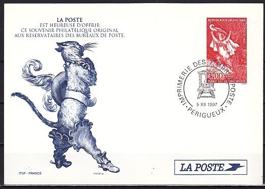 France, 05/DEC/97. Puss n` Boots Postal Card. First day canceled. ^