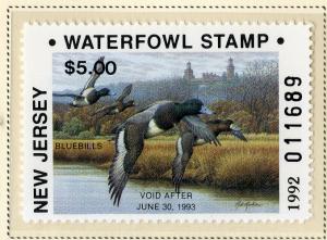 US NJ9A NEW JERSEY ST DUCK STAMP 1992 MNH SCV $10.00 BIN $5.00