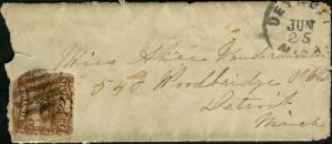 #113 ON COVER CDS JUNE 25,1869 WITH ENCLOSURE CV $130.00 BQ200