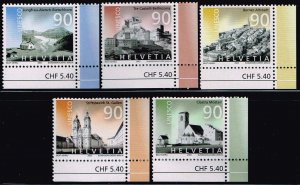 Switzerland 2003,#1158_62 MNH UNESCO World Heritage