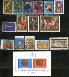 LIECHTENSTEIN Sc#583//614 1976 Six Complete Sets & 1 S/S OG Mint NH