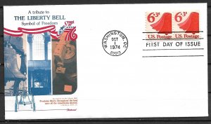 1974 Sc1518 Liberty Bell coil pair FDC