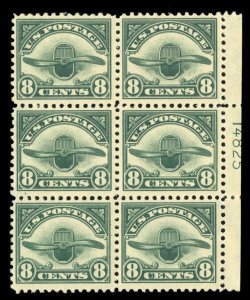 United States, Air Post #C4 Cat$330, 1923 8c dark green, right margin plate n...