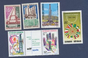 GABON- Scott 197-8, 250-1, 447&694 - MNH-  Petroleum topic - 1966-1980