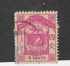 North Borneo Sc #28  4c deep rose magenta used VF