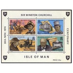 Isle of Man 51a sheet,MNH.Michel Bl.1. Sir Winston Churchill,1974.