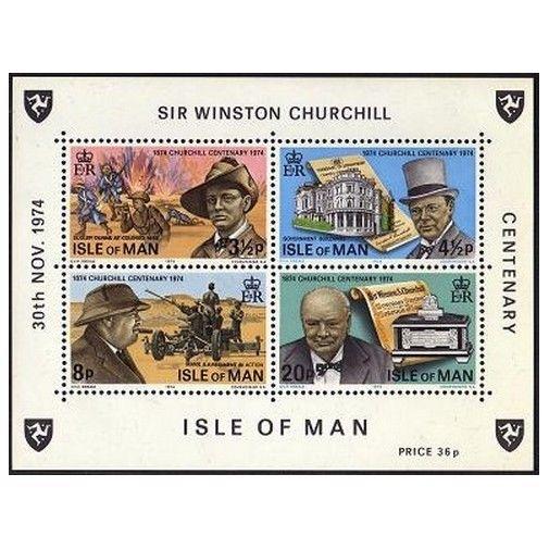 Isle of Man 51a sheet,MNH.Michel Bl.1. Sir Winston Churchill,1974.