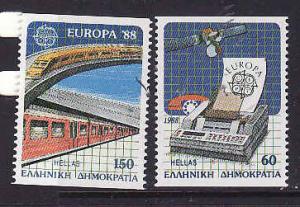 Greece-Sc#1621a-22a-Unused NH Europa set-1988-perf 14 vertical-