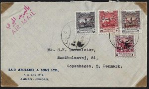 JORDAN PALESTINE 1950 AID STAMPS OVPTD FOR POSTAGE USE TO COPENHAGEN DENMARK