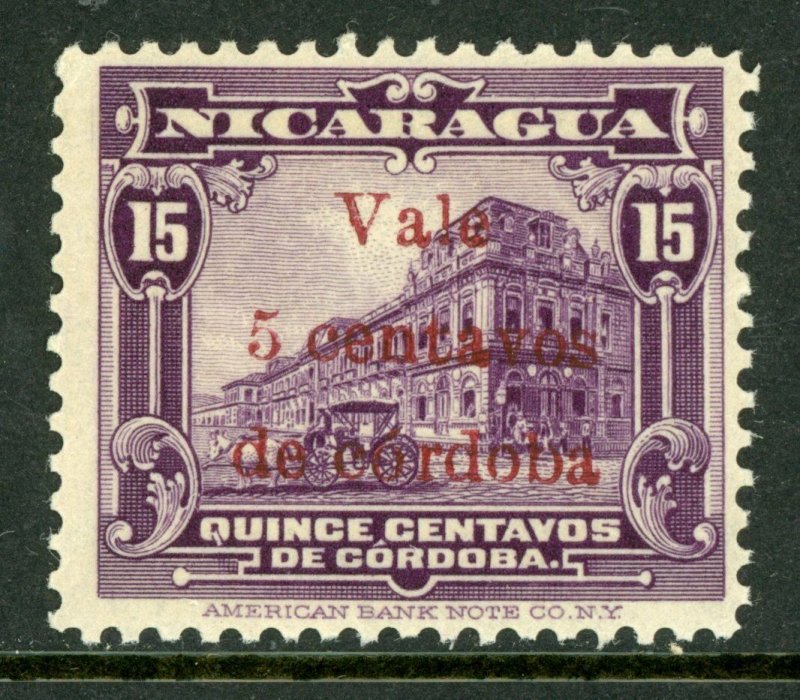 Nicaragua 1918 Cathedral Provisonal 5¢/15¢ Scott 364 MNH M473