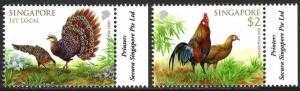 Singapore 1626-1627, MNH. Birds. Gray peacock pheasants, Red juunglefowl, 2013