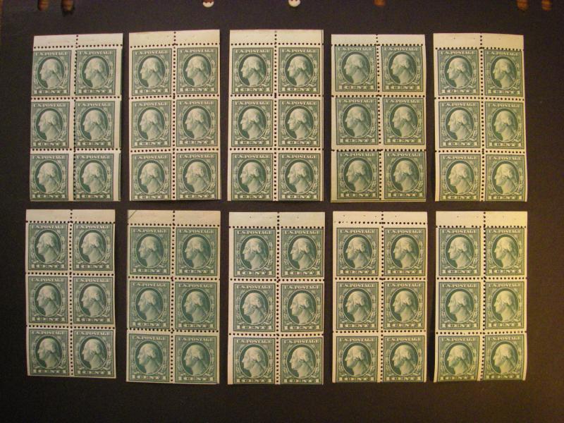 Scott 498e, 1c Washington, pane of 6 with tab, MNH Booklet Beauty