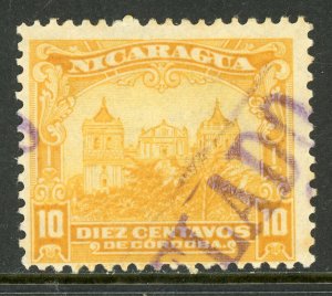 Nicaragua 1914 Cathedral 10¢ Flat Printing Scott 356v VFU H510 ⭐⭐⭐