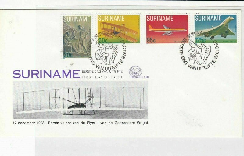 Suriname 1978  Air flight First day issue Wright Brothers stamps cover ref 21764 