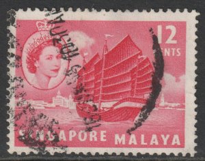Malaya Singapore Scott 35 - SG45, 1955 Elizabeth II 12c used