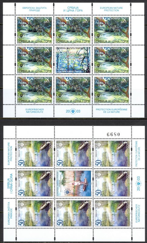 Serbia Sc# 192-193 MNH Pane/8 2003 Nature Protection