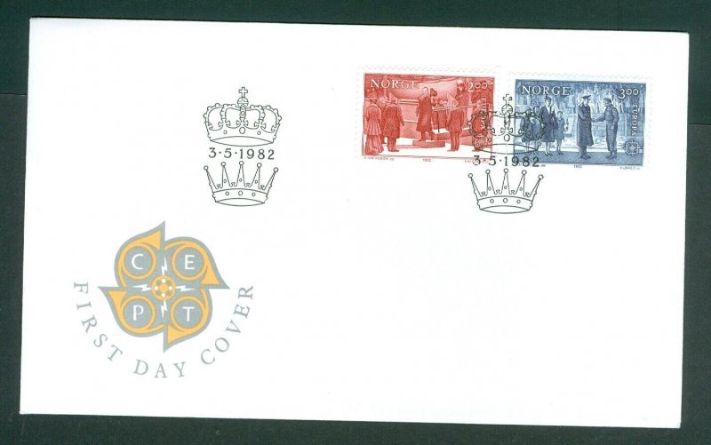 Norway. 1982 FDC. Cachet, CEPT.  King Haakon VII. Sc. #. 805-806.