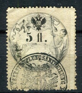 AUSTRIA; 1870s classic early Revenue issue fine used 5Fl. value