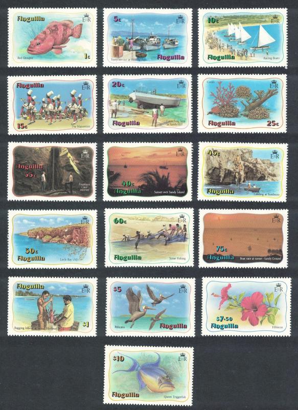 Anguilla Birds Fishes Scenery Definitives 16v SG#485-500 CV£50+