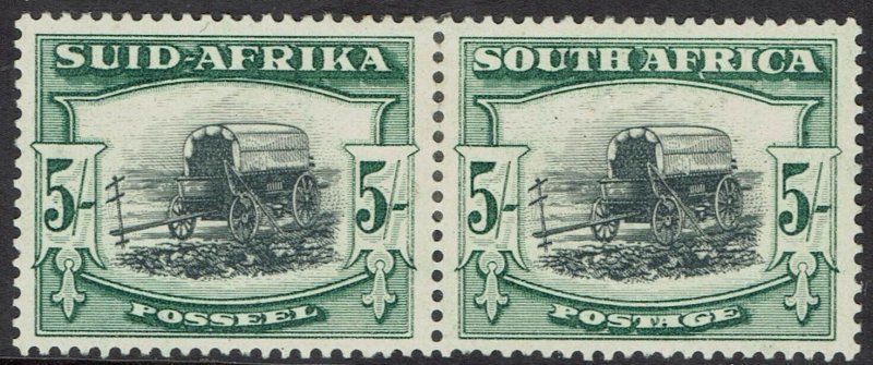 SOUTH AFRICA 1933 OX WAGON 5/- PAIR HYPHENATED WMK INVERTED 