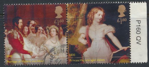 GB Used 2019 Queen Victoria Anniversary £1.60 se-tenant pair  see scan for d...