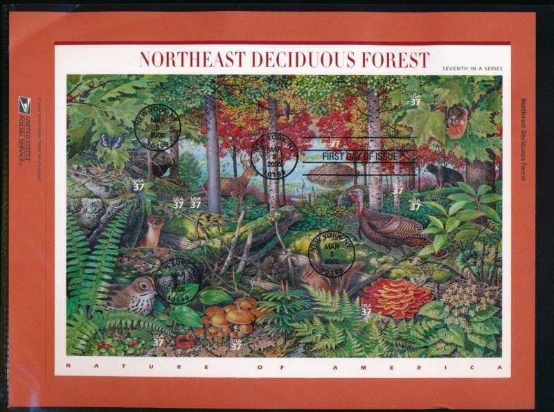 USPS 2005 SOUVENIR PAGE 37c NORTHEAST DECIDUOUS FOREST #3899