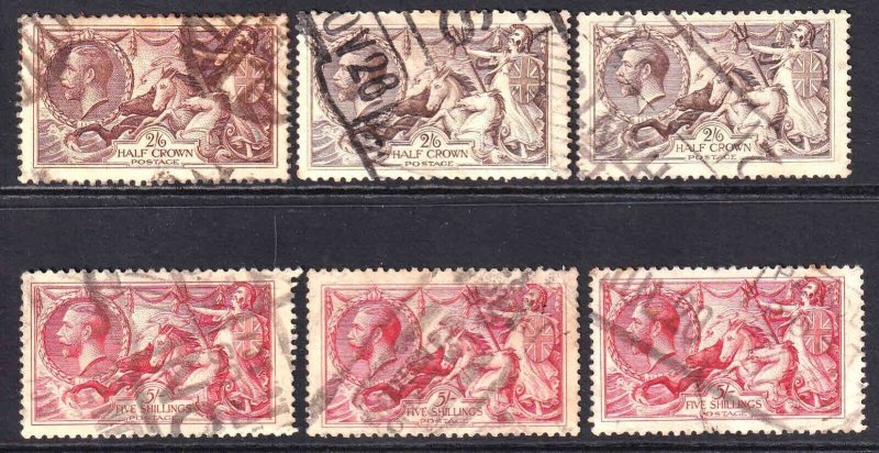 GREAT BRITAIN SC 179-180 USED SOUND x6 $600 SCV SEAHORSE VARIETIES @@@